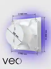 Вентилятор вытяжной D 125 мм VEO ELEGANT 5C BB, с обратным клапаном, на шарикоподшипниках