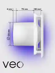 Вентилятор вытяжной D 125 мм VEO ELEGANT 5C BB, с обратным клапаном, на шарикоподшипниках