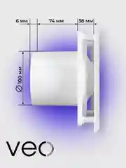Вентилятор вытяжной D 100 мм VEO ELEGANT 4C BB, с обратным клапаном, на шарикоподшипниках