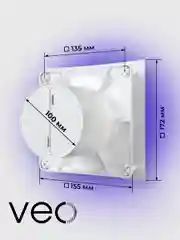 Вентилятор вытяжной D 100 мм VEO ELEGANT 4C BB, с обратным клапаном, на шарикоподшипниках