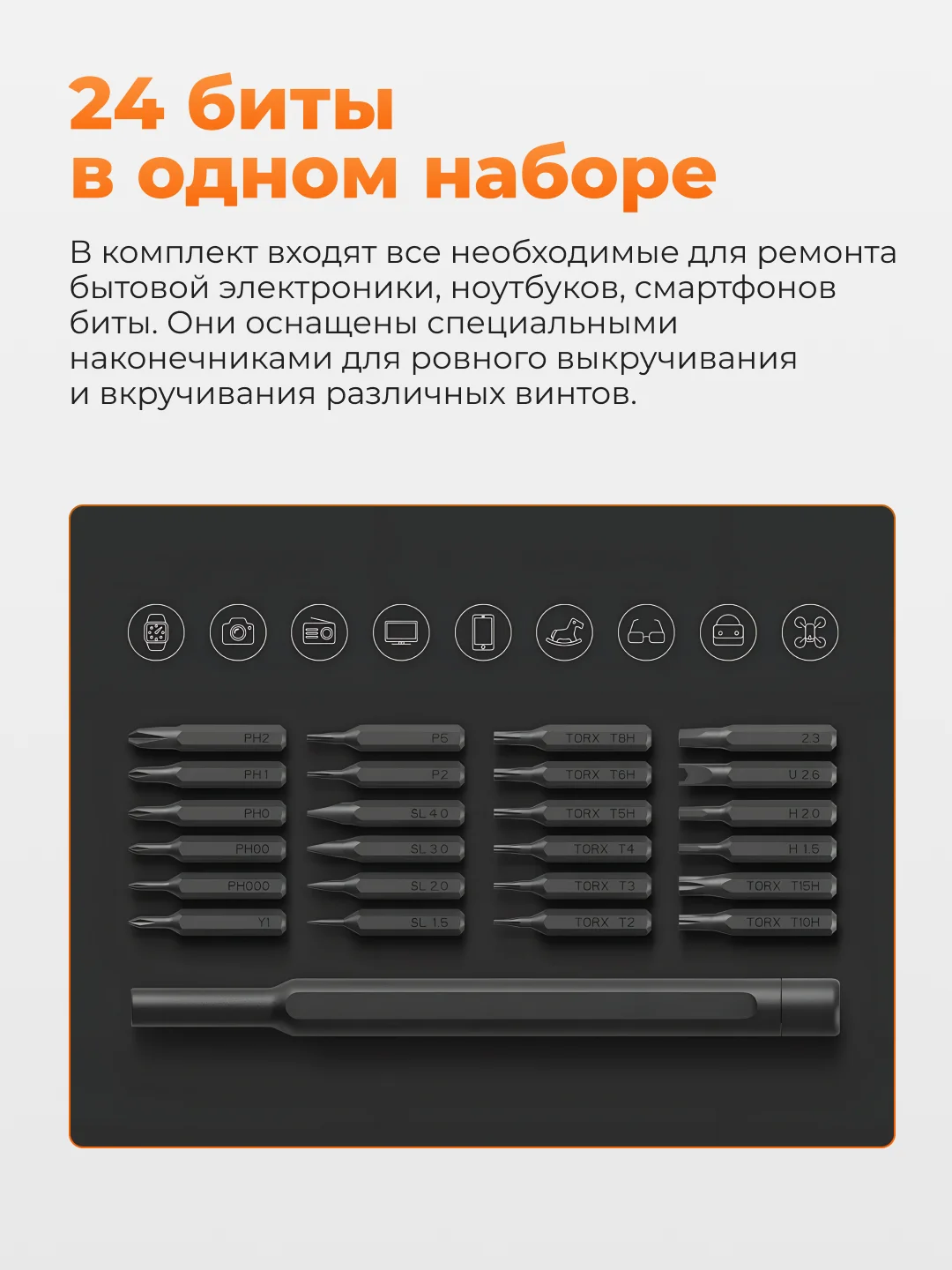Угольный набор отверток Xiaomi Mi Precision Screwdriver Kit, MJJXLSD002QW