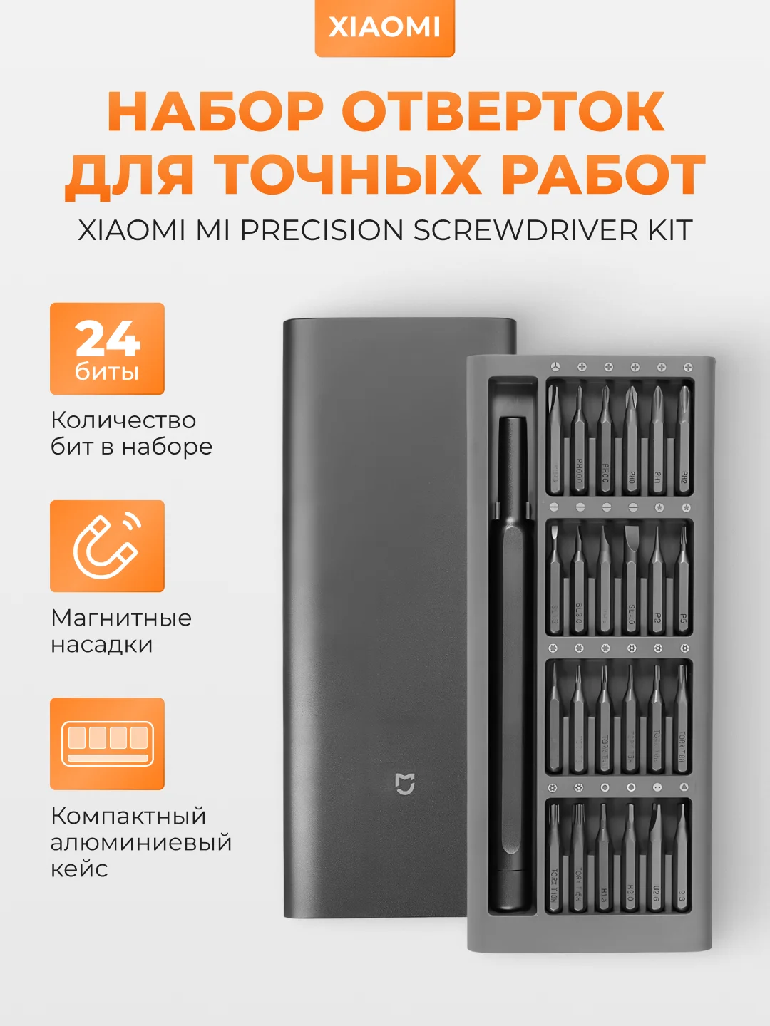 Угольный набор отверток Xiaomi Mi Precision Screwdriver Kit, MJJXLSD002QW