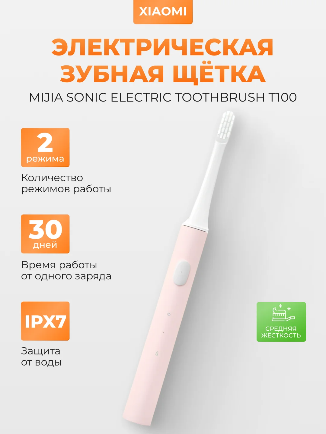 Розовый электрическая зубная щетка Xiaomi Mijia Sonic Electric Toothbrush T100, MES603