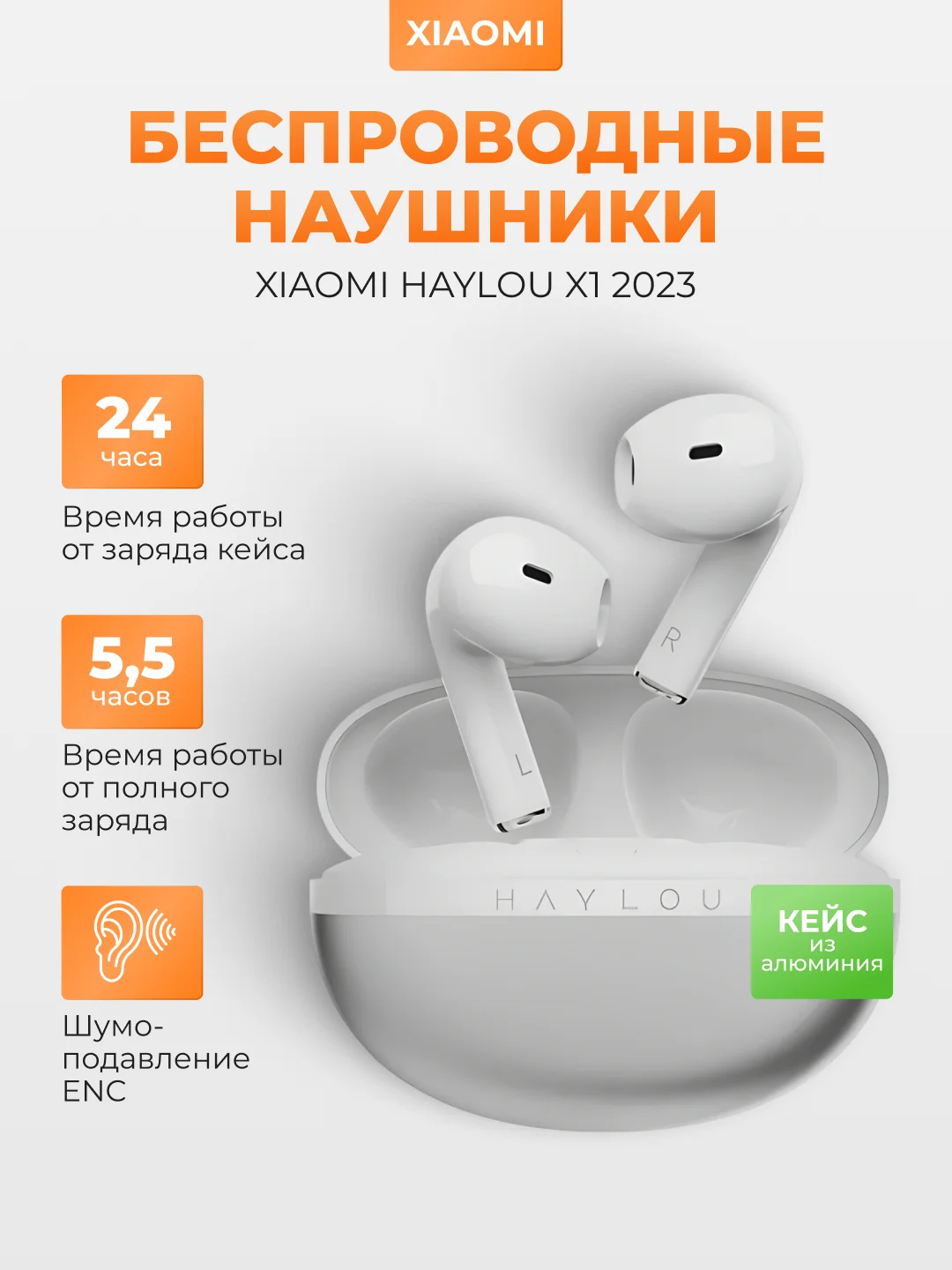 Серебряный беспроводные наушники Xiaomi Haylou X1 2023