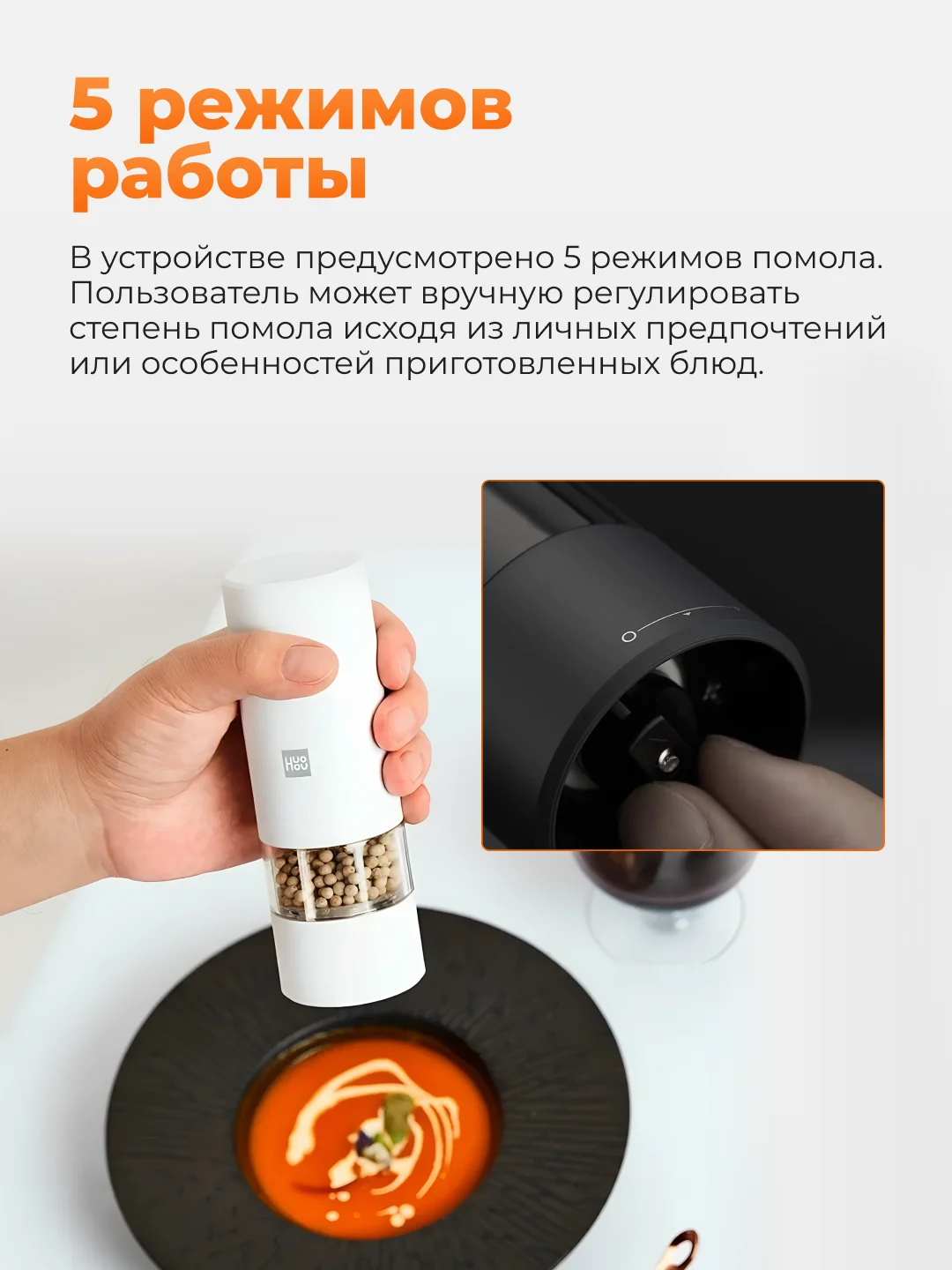 Белый мельница электрическая для специй Xiaomi HuoHou Electric Grinder HU0201