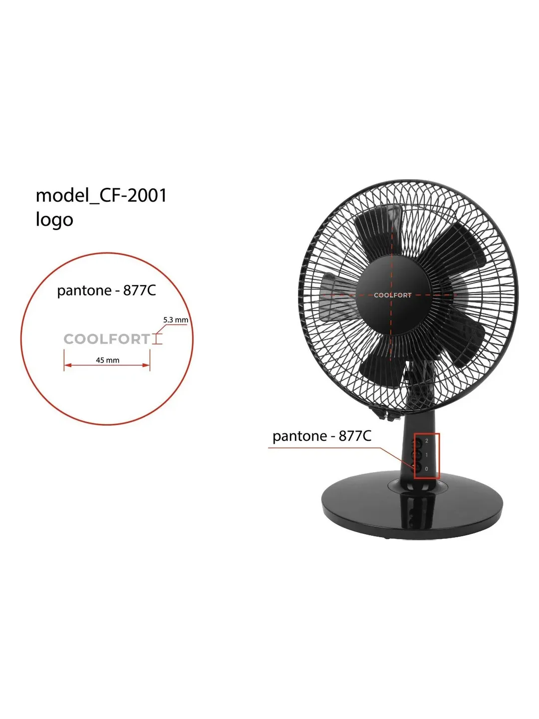 Вентилятор настольный Coolfort CF-2001 скорост.:2 черный