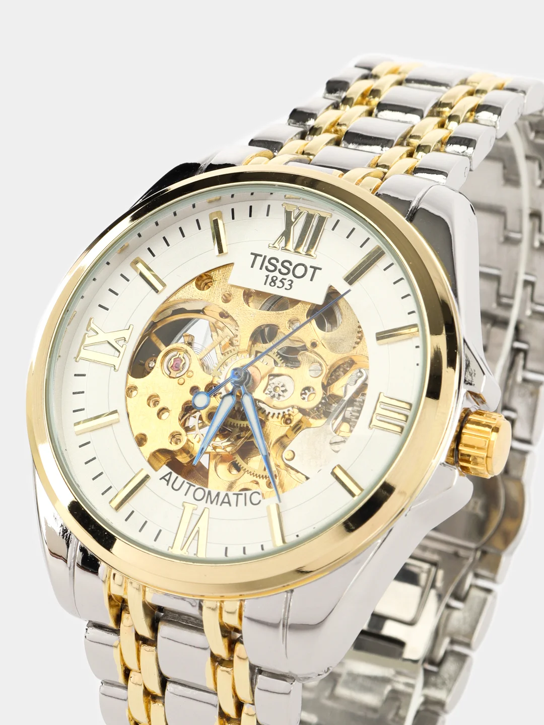 Лимонный часы наручные механические Tissot скелетон