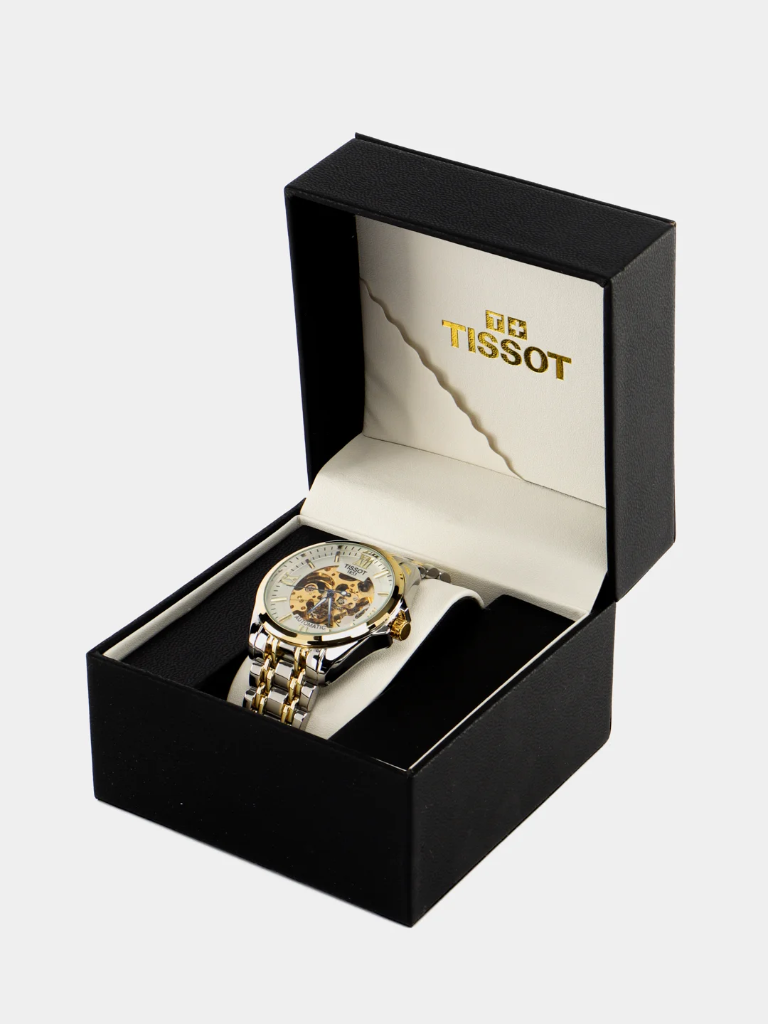 Лимонный часы наручные механические Tissot скелетон