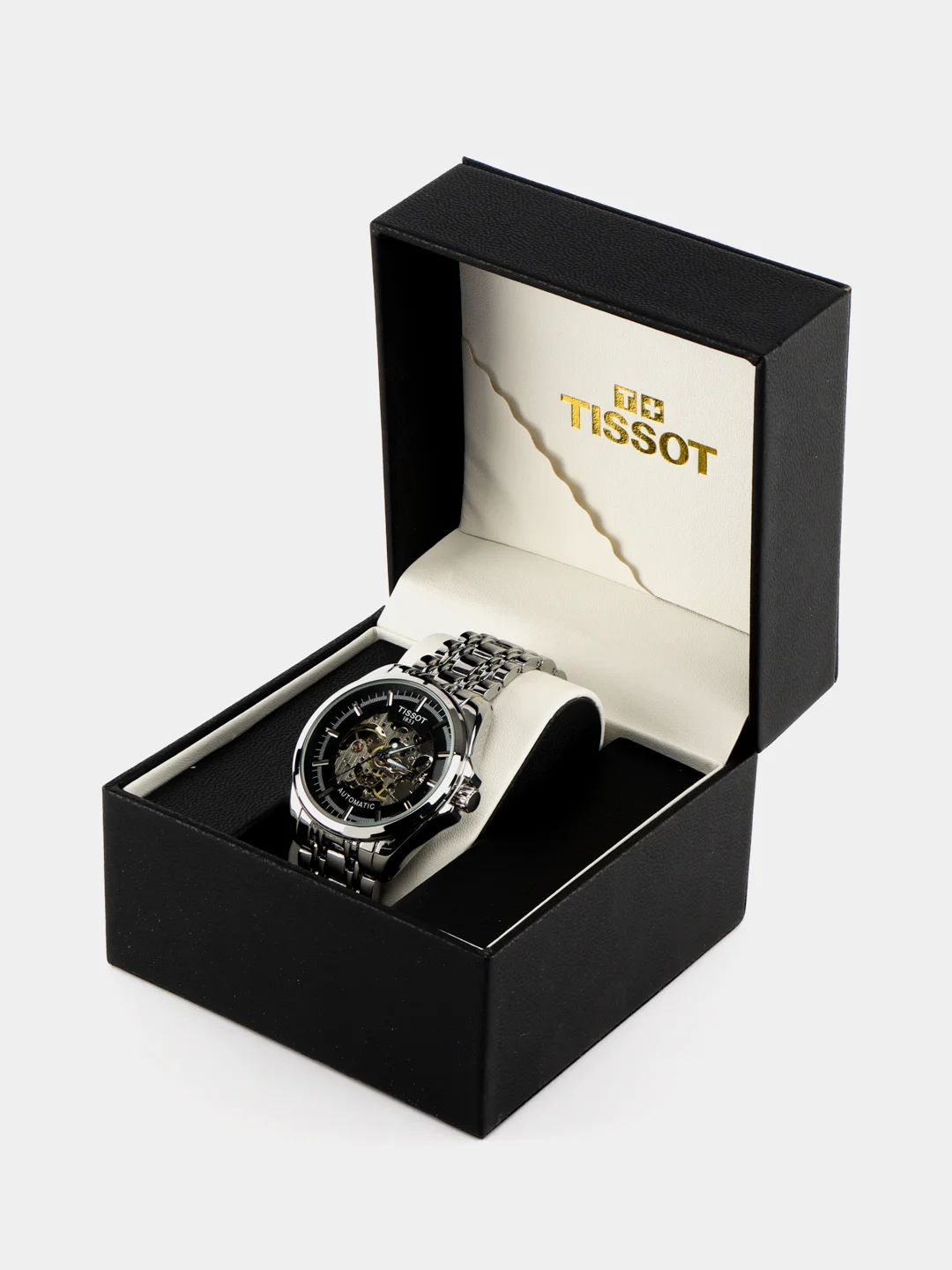 Серебряный часы наручные механические Tissot скелетон