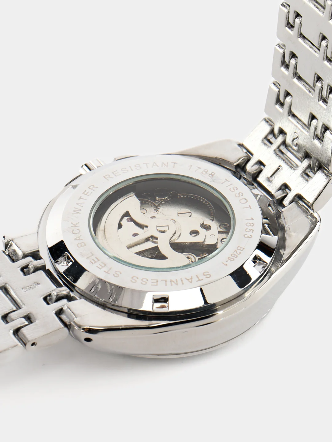 Серебряный часы наручные механические Tissot скелетон