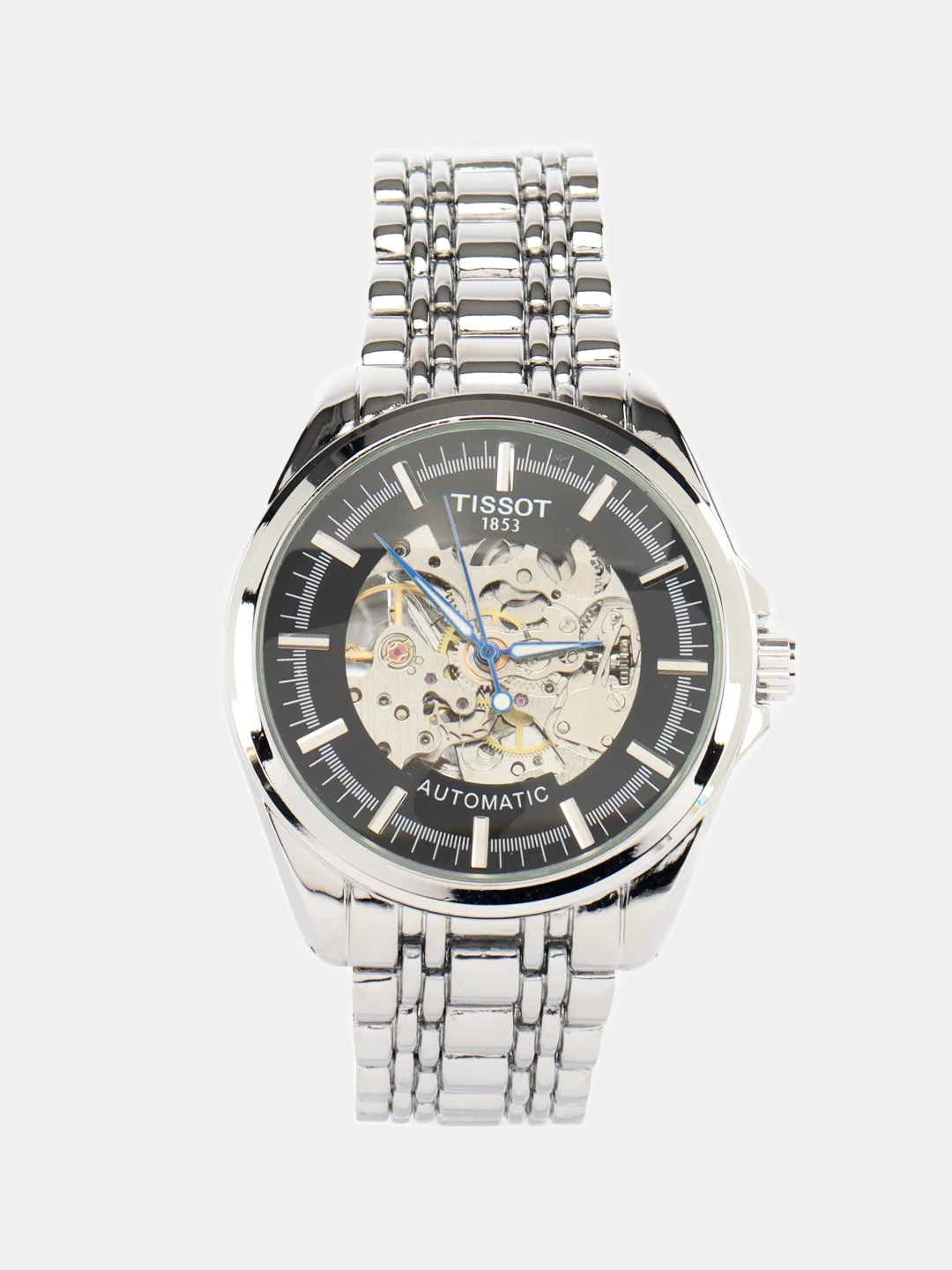 Серебряный часы наручные механические Tissot скелетон