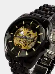 Черный часы наручные механические Tissot скелетон