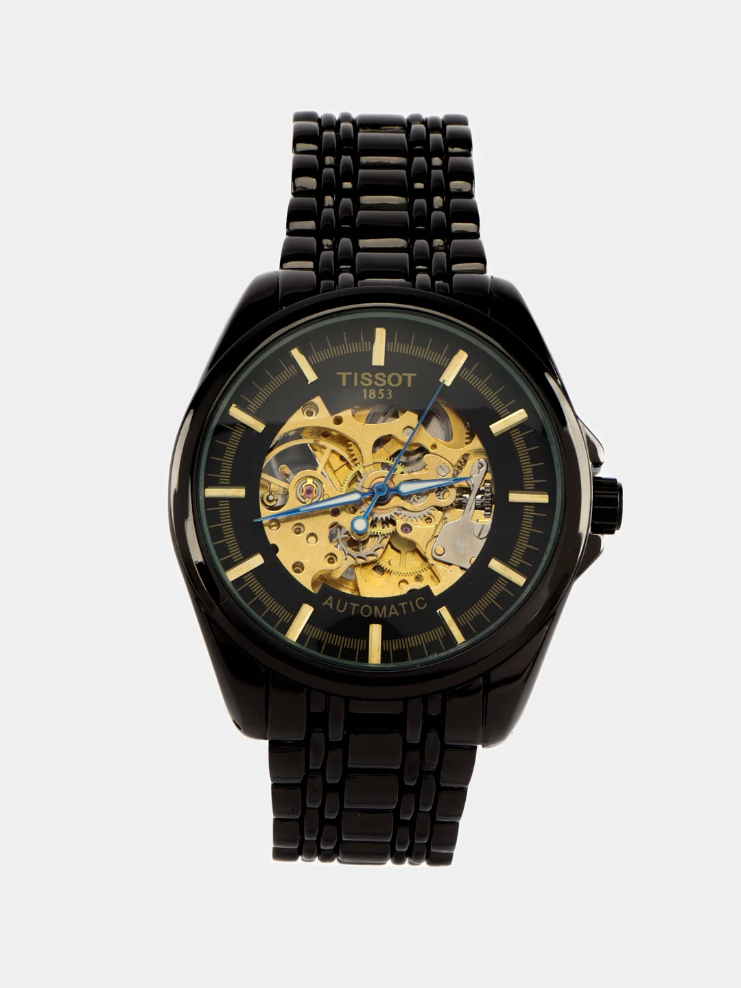 Черный часы наручные механические Tissot скелетон
