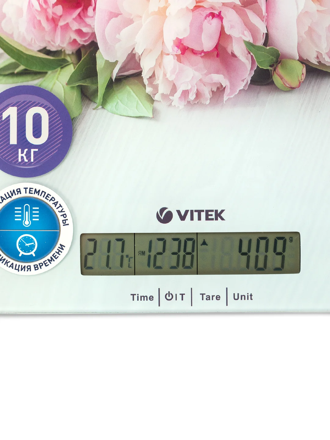 Весы кухонные электронные Vitek VT-2414 макс.вес:10кг белый/цветы