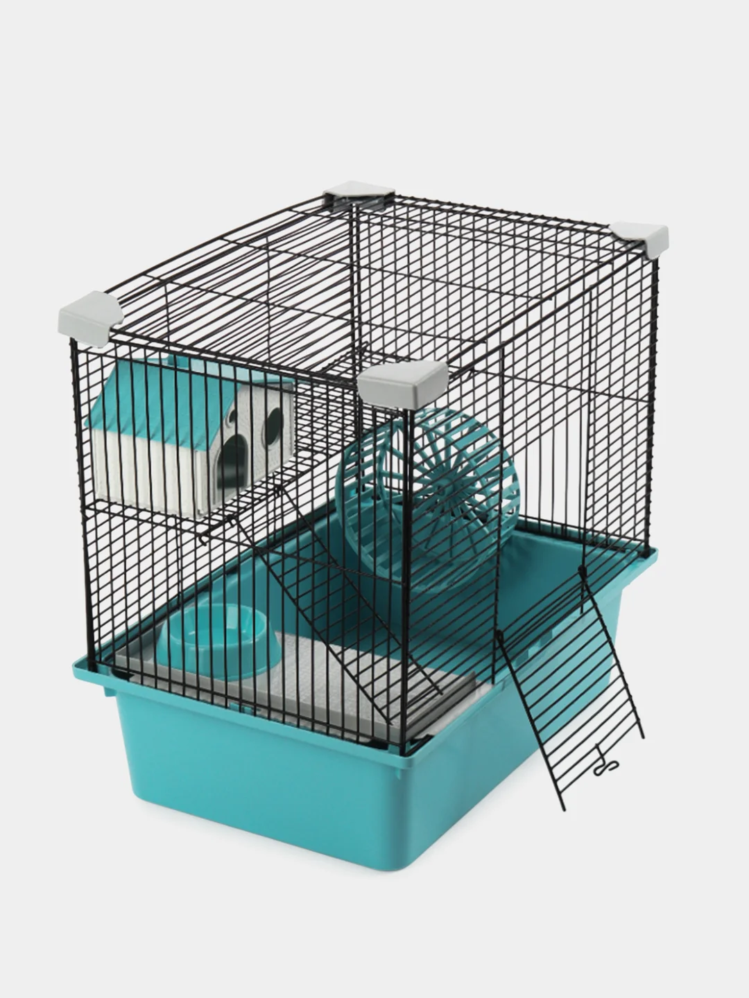 Бирюзовый клетка для грызунов Рикки, 2 этажа, разборная, 42*30*40см