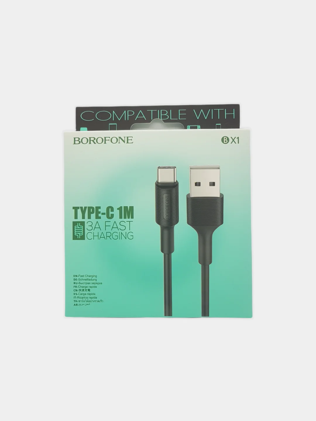 Черный кабель для зарядки Borofon BX1 Micro 2A, Type-C 3A