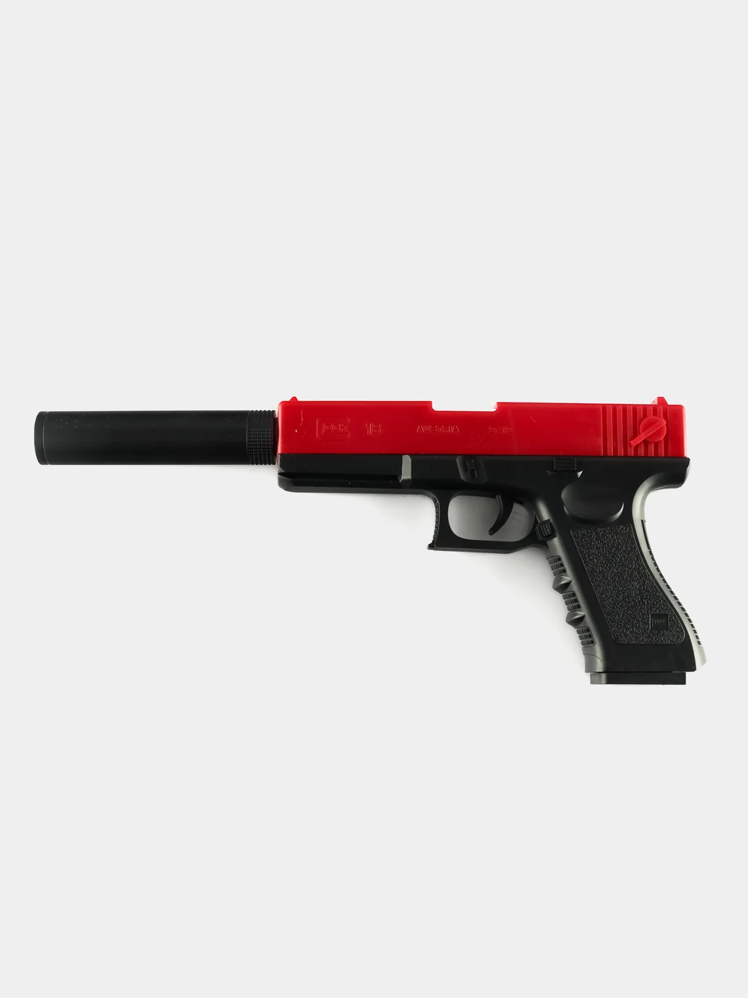 Красный пистолет игрушечный Glock с мягкими пулями EVA и гильзами, перезаряжаемый Глок