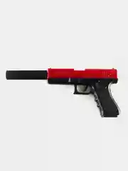 Красный пистолет игрушечный Glock с мягкими пулями EVA и гильзами, перезаряжаемый Глок