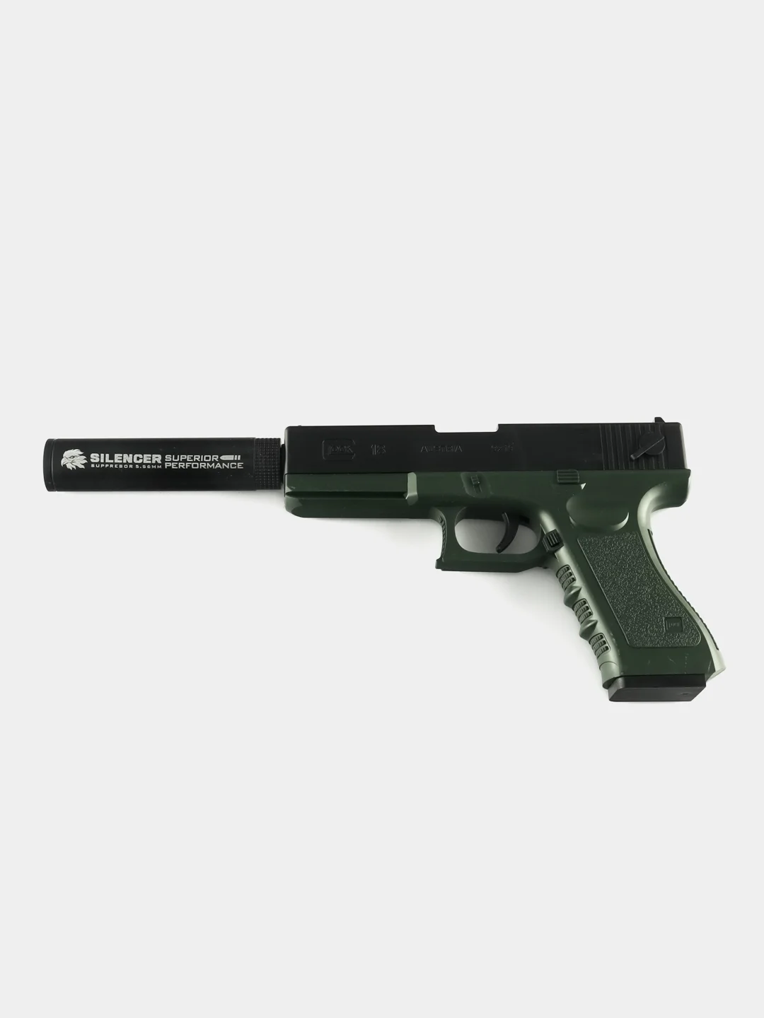 Зеленый пистолет игрушечный Glock с мягкими пулями EVA и гильзами, перезаряжаемый Глок