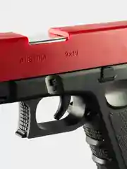 Красный пистолет игрушечный Glock с мягкими пулями EVA и гильзами, перезаряжаемый Глок