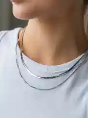Цепочка на шею двойная под серебро