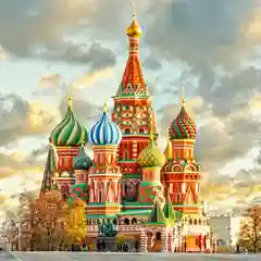 Fortunna/Алмазная мозаика, картина стразами, живопись ХРАМ ВАСИЛИЯ БЛАЖЕННОГО 30*40см