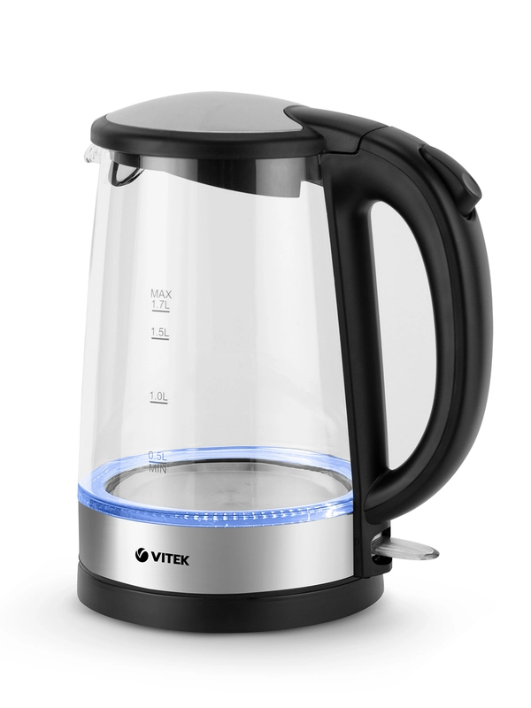 Чайник Vitek VT-8810 1.7л. 2200Вт серебристый/черный (стекло/пластик)