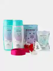 Бирюзовый подарочный новогодний набор "I Love Winter" (шампунь, гель для душа, соль для ванн, мыло)