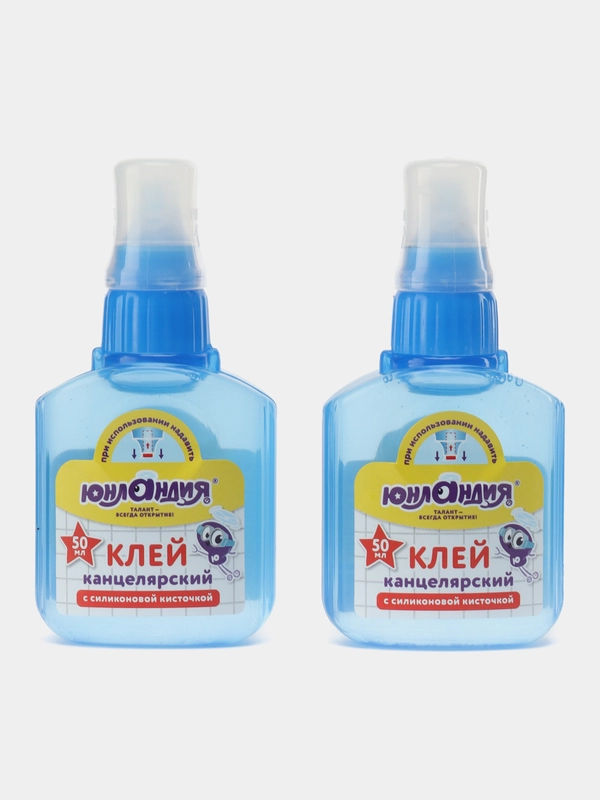 Клей канцелярский упаковка до 5 шт, ЮНЛАНДИЯ, 50 мл, с силиконовой кисточкой