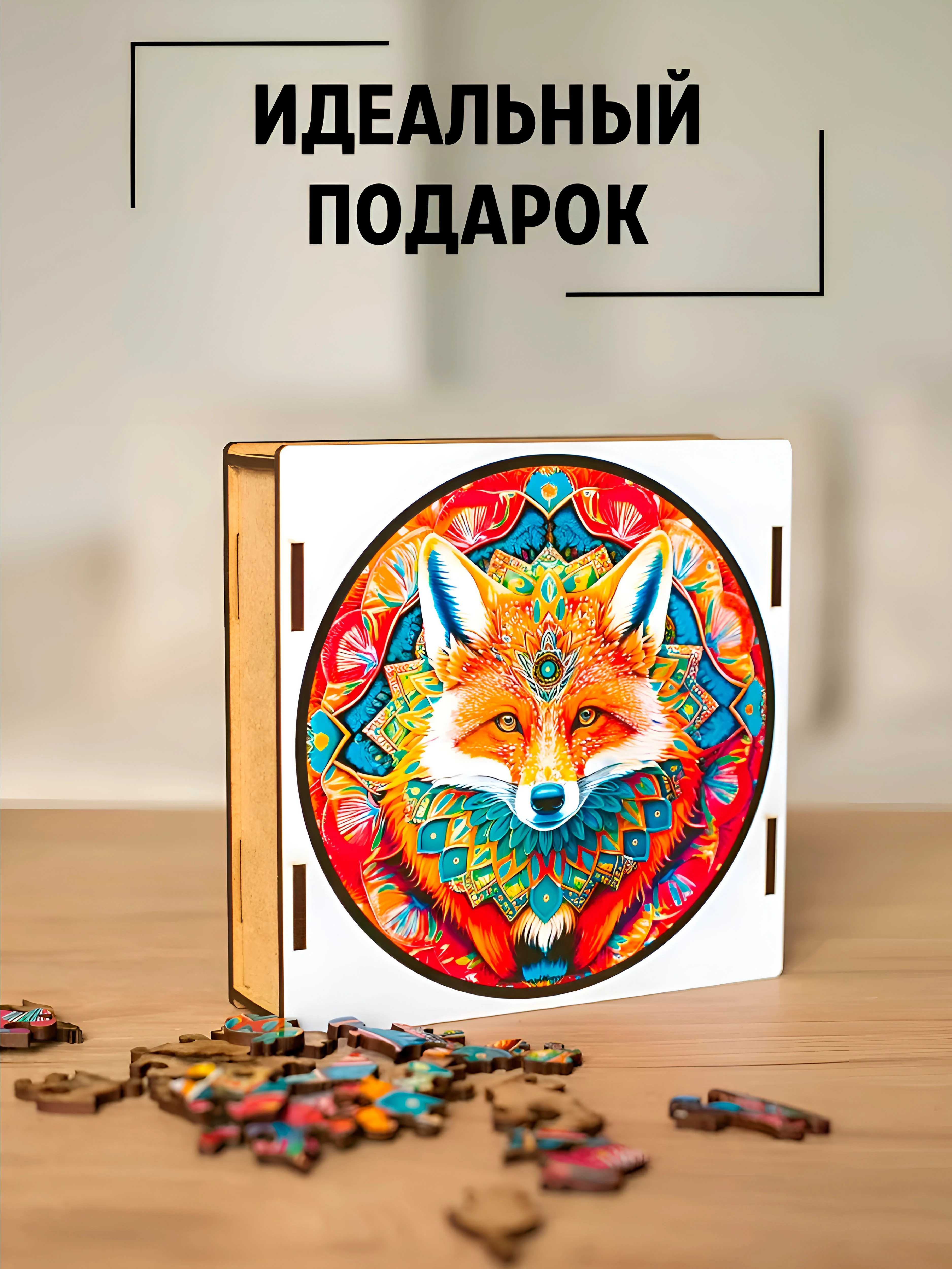 Рыжий фигурный деревянный пазл для взрослых и детей