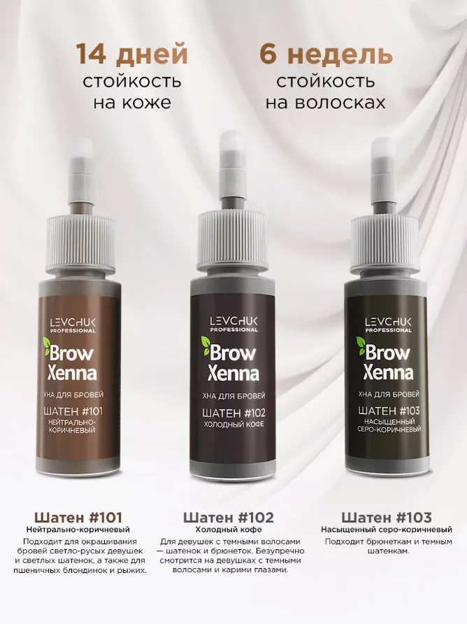 Набор хна для бровей Brow Henna "Шатен", для домашнего использования, 3 цвета