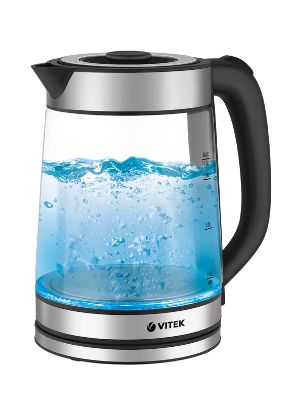 Чайник Vitek VT-1179 1.7л. 2200Вт серебристый (стекло/металл)