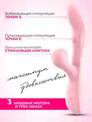 Розовый вибратор женский, с 3 точками удовольствия