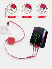 Кабель 2.4А для зарядки 3 в 1, Type-C, Micro-USB, Lightning iPhone, на катушке