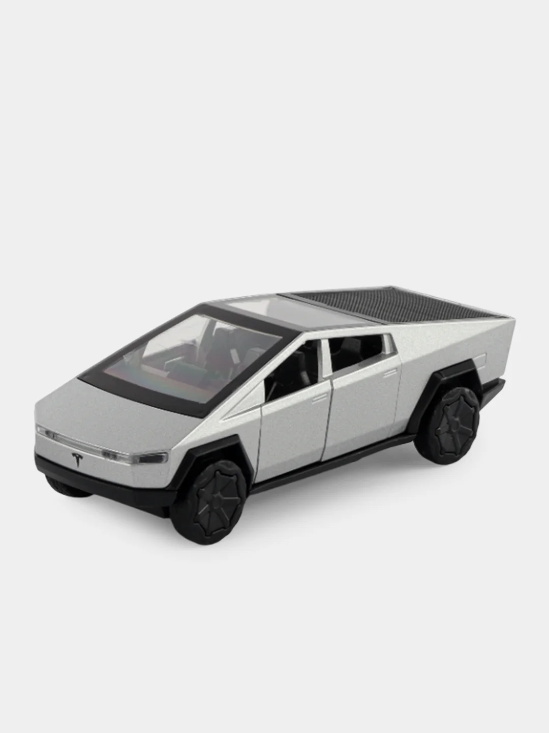 Серый металлик машина "Tesla Cybertruck" 13,7 см, Технопарк, открываются передние двери и багажник,металл