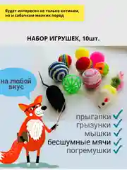 Набор игрушек для кошек, 10 штук
