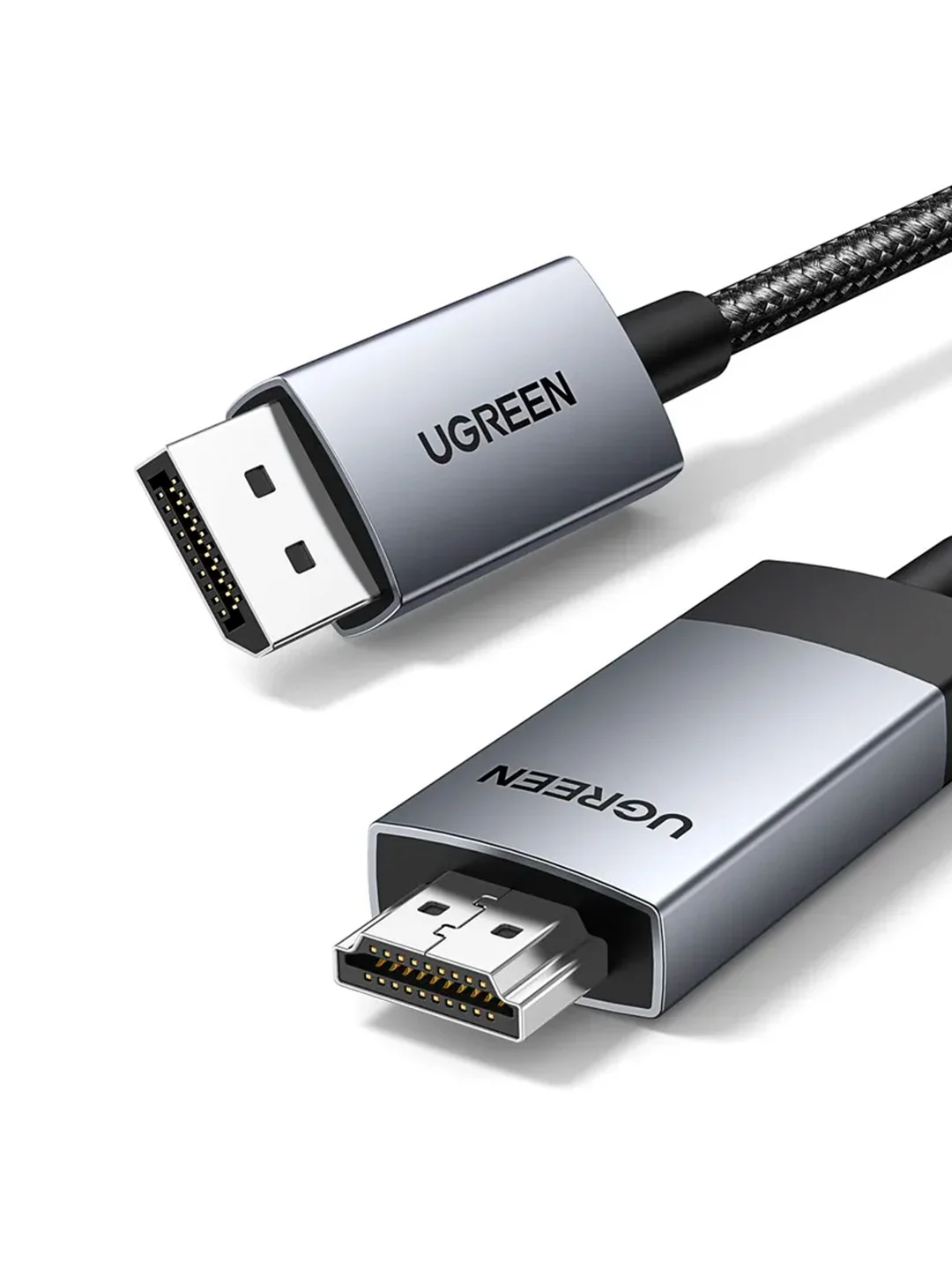 Серый кабель UGREEN DP119 (15773) DP to HDMI 4K Cable. Длина: 1м. Цвет: черно-серебристый