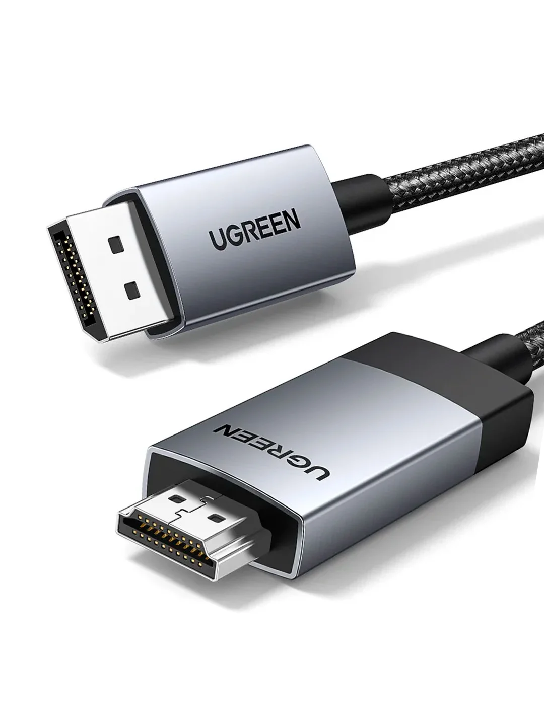 Серый кабель UGREEN DP119 (25491) DP to HDMI 4K Cable. Длина: 3м. Цвет: черно-серебристый