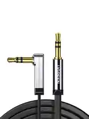 Черный кабель угловой UGREEN AV119 (10729) 3.5mm Male to 3.5mm Male Straigth to angle flat Cable.