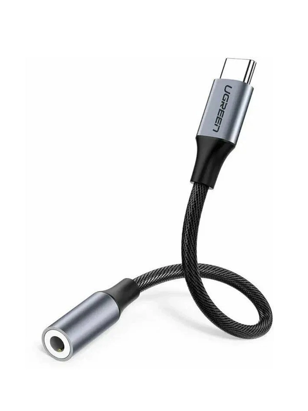 Адаптер UGREEN AV142 (30632) Type C Male To 3.5mm Audio Adapter.  Длина 10 см. Цвет: серый