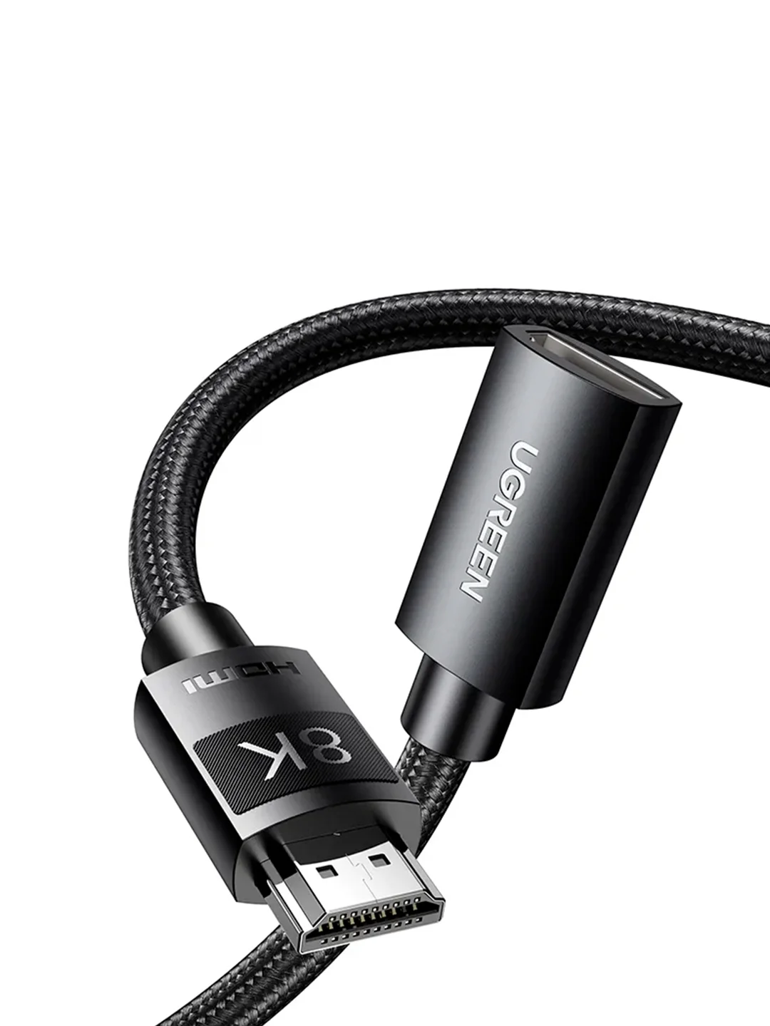 Черный кабель-удлинитель UGREEN HD151 (40447) HDMI 8K Male To Female Extension Cable. Длина 1 м.