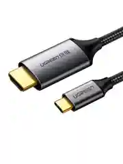 Серый кабель UGREEN MM142 (50570) USB-C to HDMI Male to Male Cable Aluminum Shell. Длина: 1,5 м.