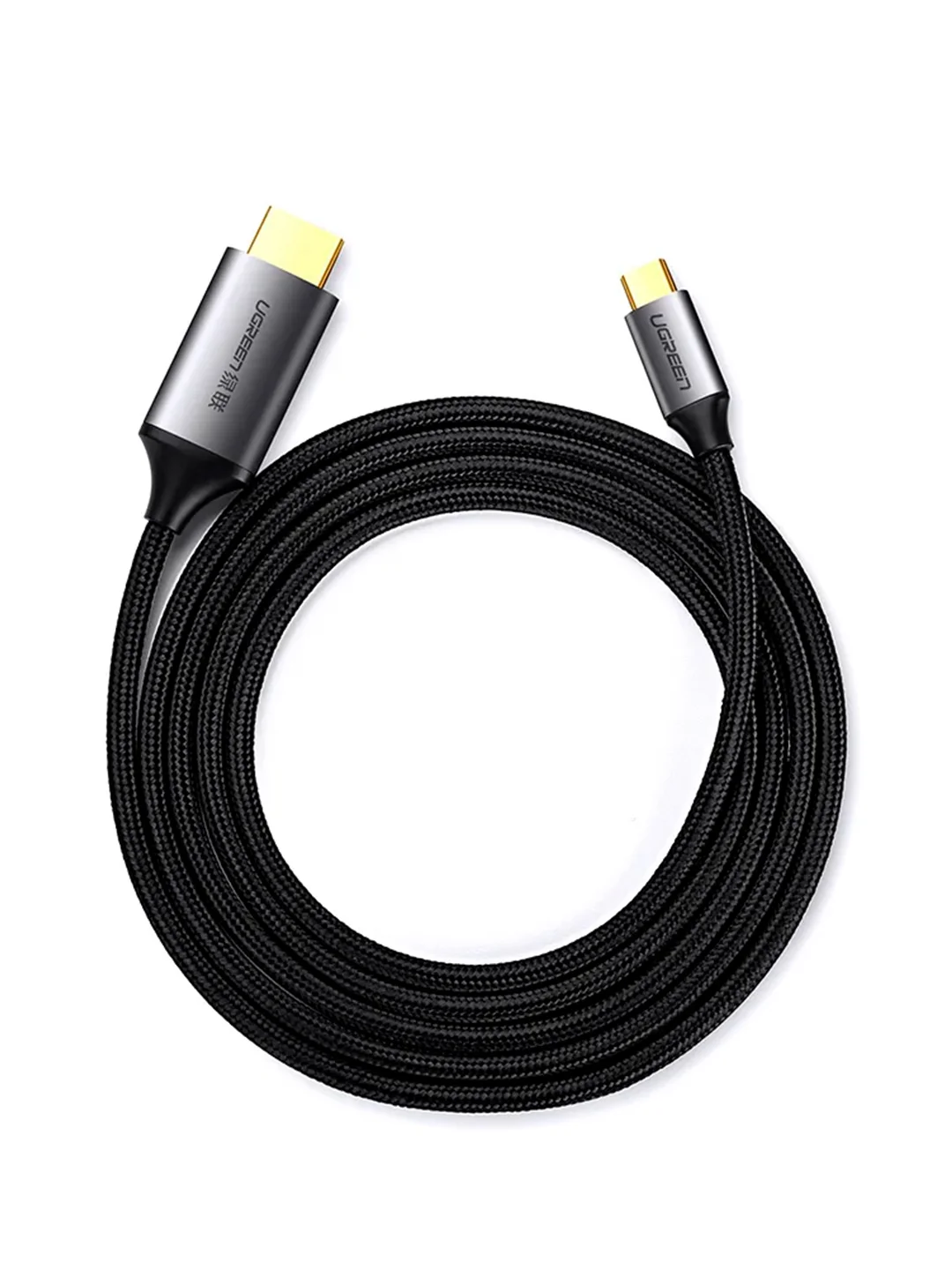 Серый кабель UGREEN MM142 (50570) USB-C to HDMI Male to Male Cable Aluminum Shell. Длина: 1,5 м.