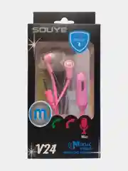 Розовый наушники вакуумные проводные с микрофоном, 3,5 мм jack