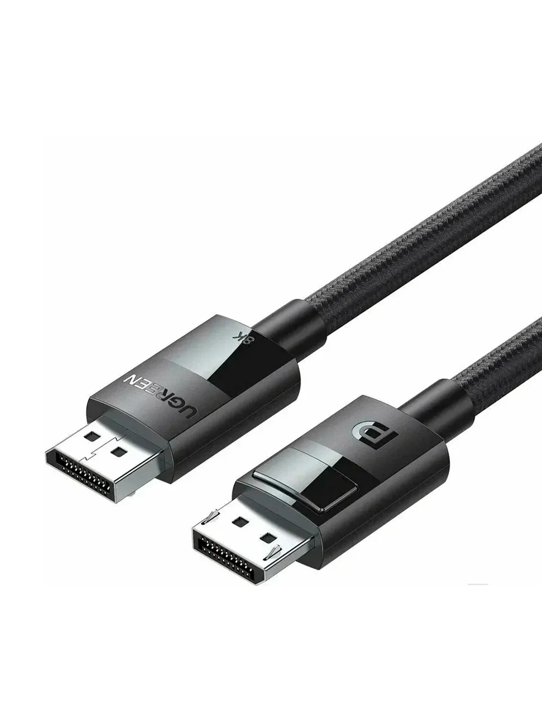 Черный кабель UGREEN DP114 (80391) DP 1.4 Male to Male Plastic Case Braided Cable. Длина: 1,5 м.