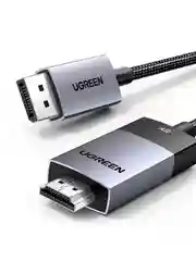 Серый кабель UGREEN DP115 (80397) DisplayPort to HDMI 8K@60Hz Cable. Длина: 2м. Цвет: серый