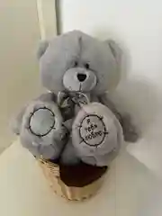 Серый меланж мишка плюшевая мягкая