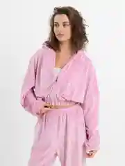 Розовый женский костюм велюровый