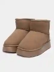 Бежевый угги женские, короткие, зимние, с мехом