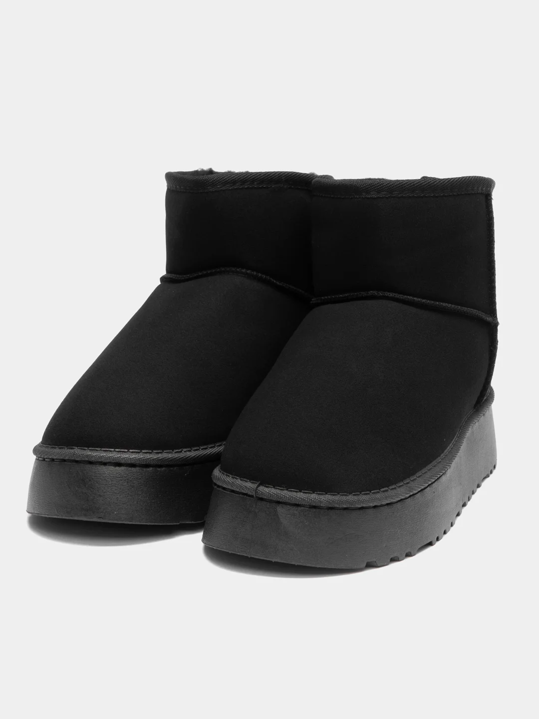 Черный угги женские, короткие, зимние, с мехом